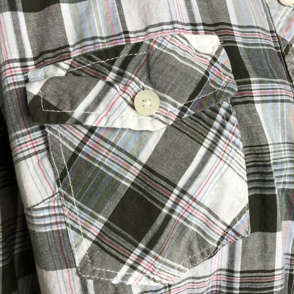 Torrid white army green plaid button down top size 0 or Large - Picture 5 of 14